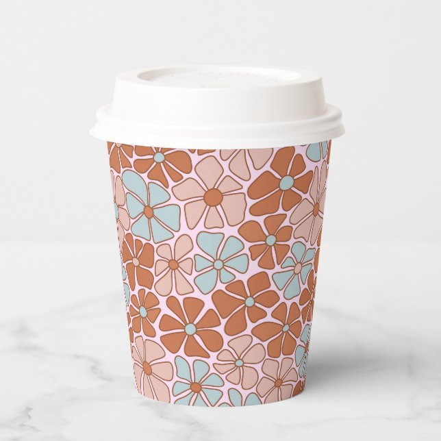 Retro Floral Nahtloses Muster Pappbecher (Links)