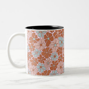 Retro Floral Nahtloses Muster Zweifarbige Tasse