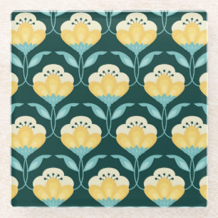 Retro Floral Nahtloses Vintages Muster Glasuntersetzer