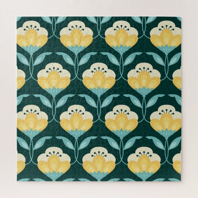 Retro Floral Nahtloses Vintages Muster Puzzle (Vertikal)