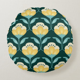Retro Floral Nahtloses Vintages Muster Rundes Kissen