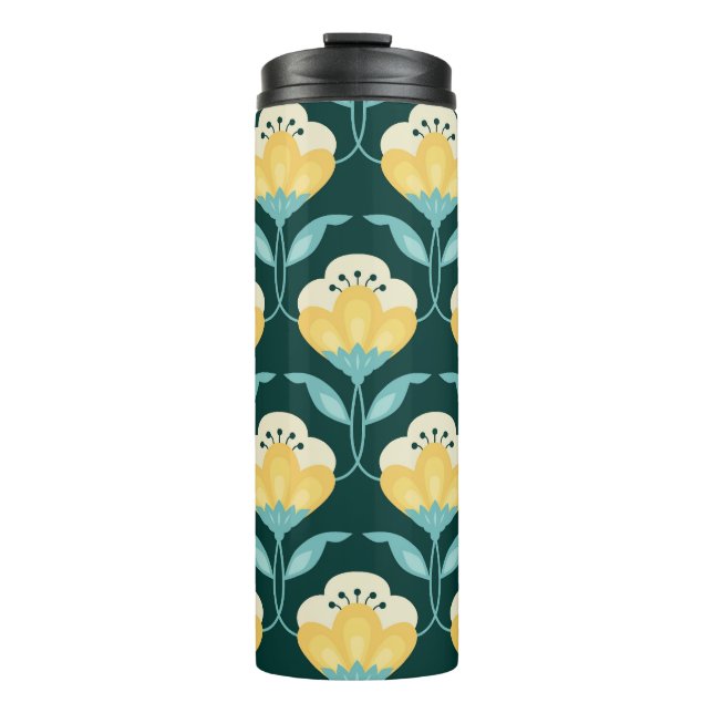 Retro Floral Nahtloses Vintages Muster Thermosbecher (Vorderseite)