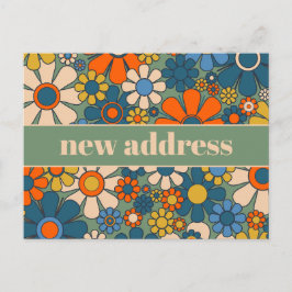 Retro Floral New Address / Moving Postkarte