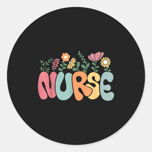 Retro Floral Nurse Graphic Nursing Appreciation  Runder Aufkleber (Vorderseite)