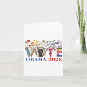 Retro Floral Obama 2028 Karte
