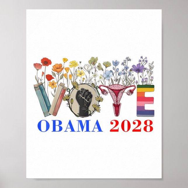 Retro Floral Obama 2028 Poster (Vorne)