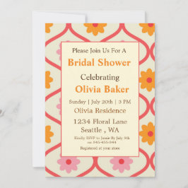 Retro Floral Ogee Mid-Century Modern Bridal Shower Einladung