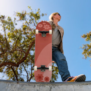 Retro Floral Orange Skateboard