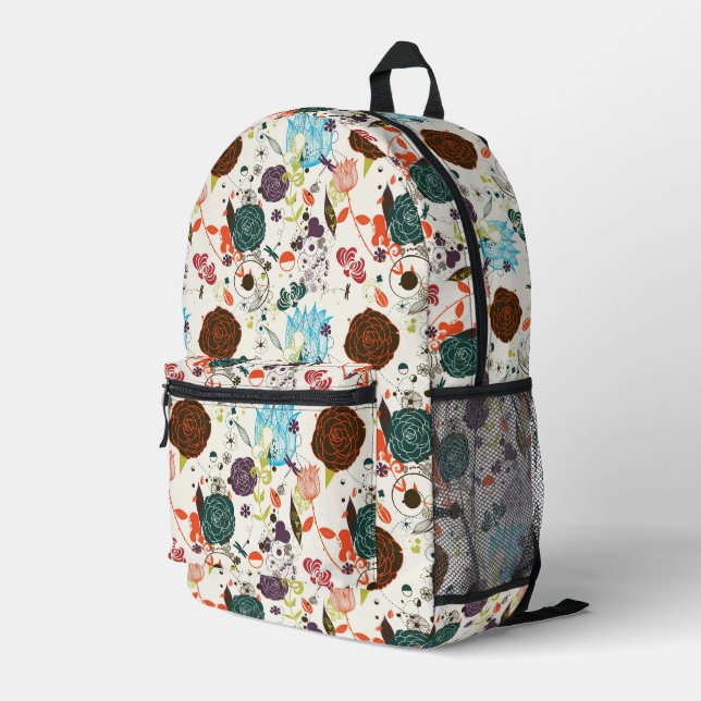 Retro Floral Pattern 2 Bedruckter Rucksack (Rückseitige Ecke Rechts)