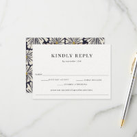 Retro Floral Pattern Food Allergie Wedding RSVP