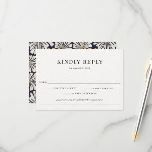 Retro Floral Pattern Food Allergie Wedding RSVP Karte