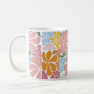 Retro Floral Pattern - Vintage Blume in Farbe Kaffeetasse