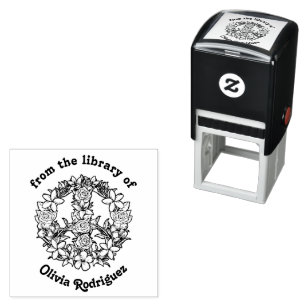 Retro Floral Peace Sign From The Library Permastempel