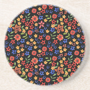 Retro Floral Print Custom Sandstone Untersetzer