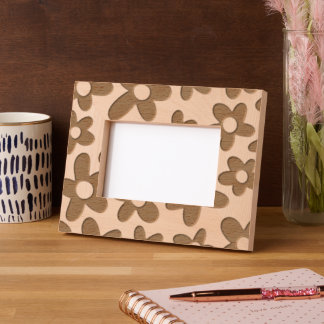 Retro Floral Print Laser Etched Holz Picture Frame Geätzte Rahmen