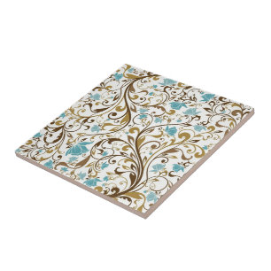 Retro Floral Print Tile Fliese