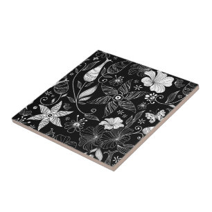 Retro Floral Print Tile Fliese