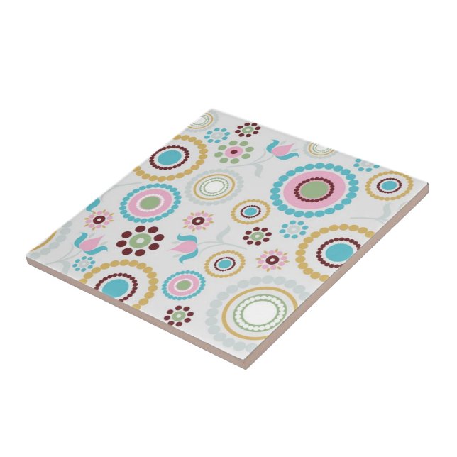 Retro Floral Print Tile Fliese (Seite)