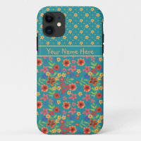 Retro Floral Prints auf Aquamarinem iPhone 5 Fall