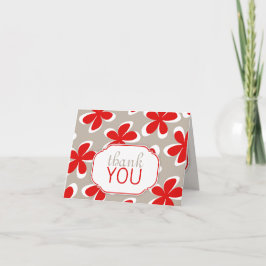 Retro Floral Red & Khaki custom Danke Karten