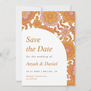 Retro Floral Simple Minimalistisch 60er 70er Boho Save The Date
