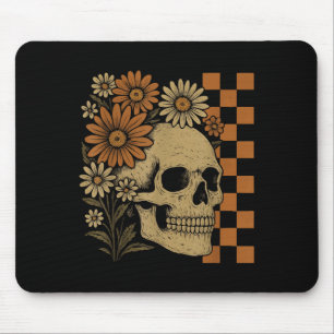 Retro Floral Skeleton Funny Skull Halloween Mousepad