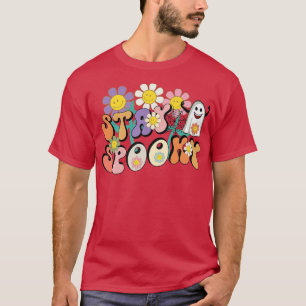 Retro Floral Spooky Season Ghost Boo Funny Hallowe T-Shirt