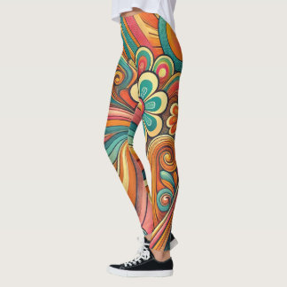 Retro Floral & Swirl Frauen Leggings