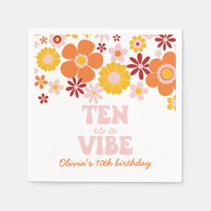 Retro Floral Ten ist ein Vibe 10. Geburtstag Serviette