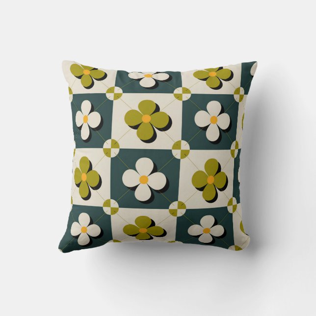 Retro Floral Tiles Kissen (Rückseite)