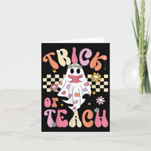 Retro Floral Trick oder lehren Niedliches Ghost Ha Karte