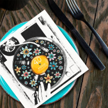 Retro Floral Turntable Vinyl Geburtstag Personalis