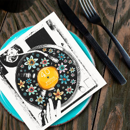 Retro Floral Turntable Vinyl Geburtstag Personalis Serviette