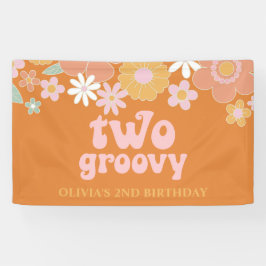 Retro Floral Two Groovy 2. Geburtstagsbanner Banner