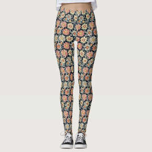 Retro Floral Vintag Daisy Print Leggings