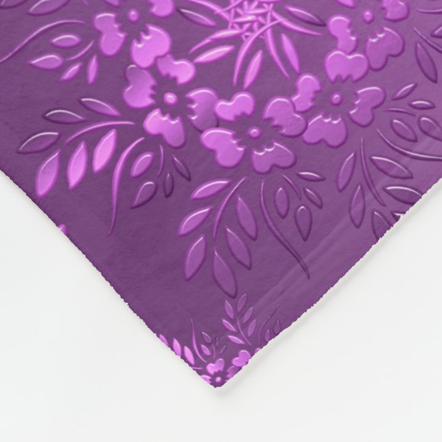 Retro Floral Violet Design Fleecedecke (Ecke)