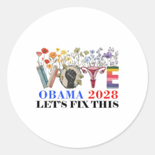 Retro Floral Vote Obama 2028 Lasse Korrektur diese Runder Aufkleber