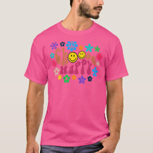 Retro Floral Wählen Sie Happy Smile Face Positive T-Shirt