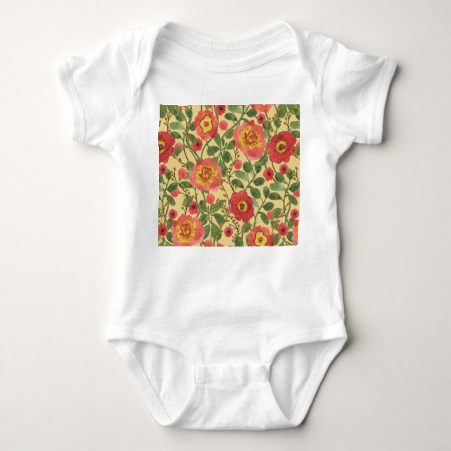 Retro Floral Wasserfarbe: Zeitlose Eleganz Baby Strampler (Vorderseite)