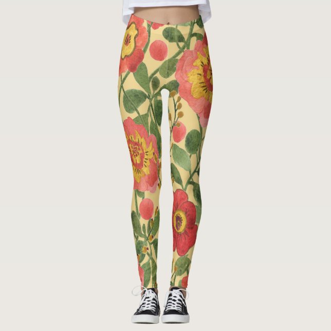 Retro Floral Wasserfarbe: Zeitlose Eleganz Leggings (Vorderseite)