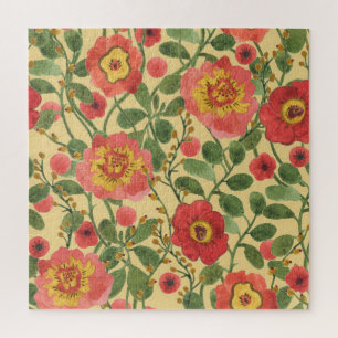 Retro Floral Wasserfarbe: Zeitlose Eleganz Puzzle