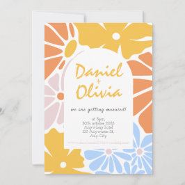 Retro Floral Wedding Einladung