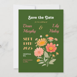 Retro Floral Wedding Save the Date