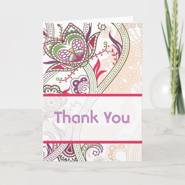 Retro Floral Wedding Thank You Cards Dankeskarte (Vorderseite)