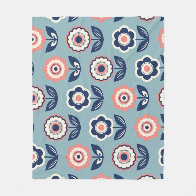 Retro Floral: Zeitloser Musterarm Fleecedecke (Vorderseite)