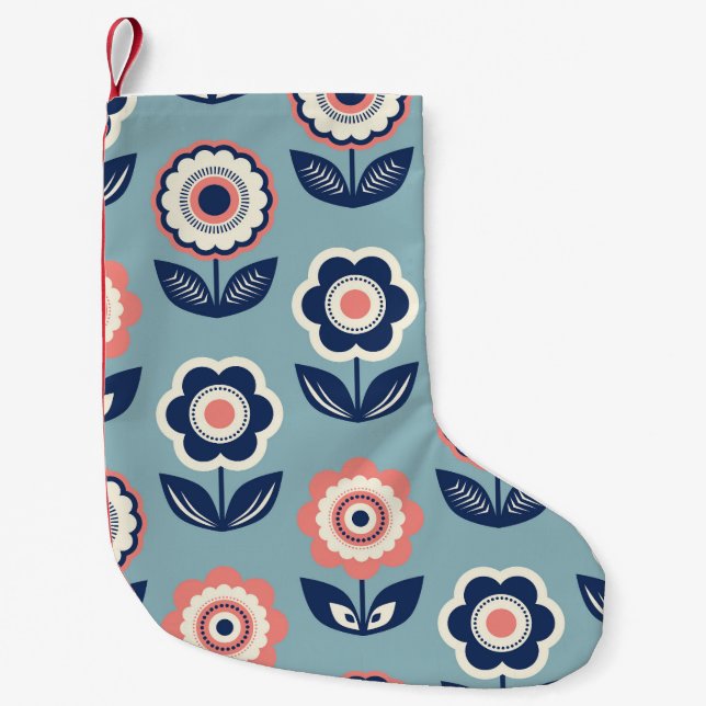 Retro Floral: Zeitloser Musterarm Kleiner Weihnachtsstrumpf (Vorderseite)