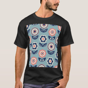 Retro Floral: Zeitloser Musterarm T-Shirt