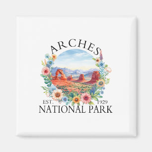 Retro Florale Arches Nationalpark Wandern Camping Magnet