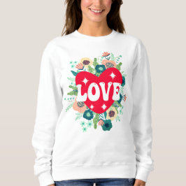 Retro florale Herz Liebe Roter Valentinstag Sweatshirt