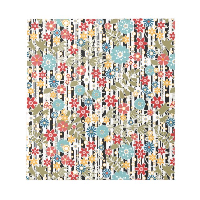 Retro, florales Retro Notizblock (Vorderseite)